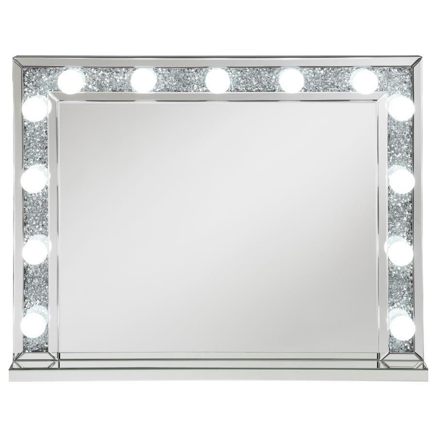 Wilmer - Rectangular Table Mirror With Lighting - Pearl Silver