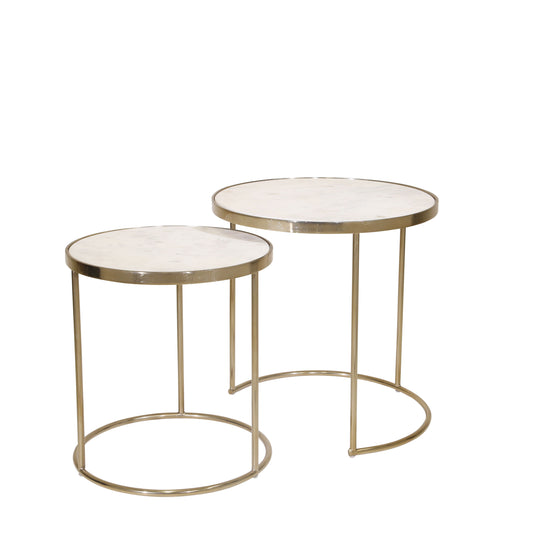 Nesting Tables Marble Top (Set of 2) - White