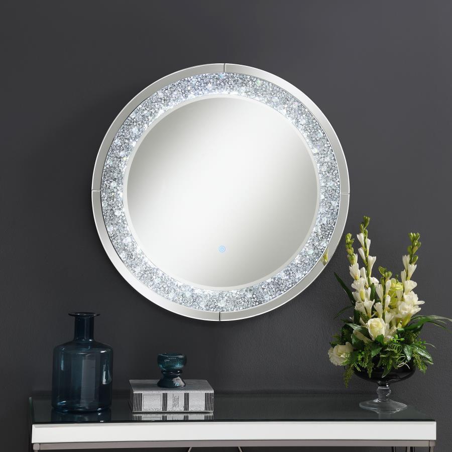 Lixue - Round Wall Mirror With Led Lighting - Pearl Silver