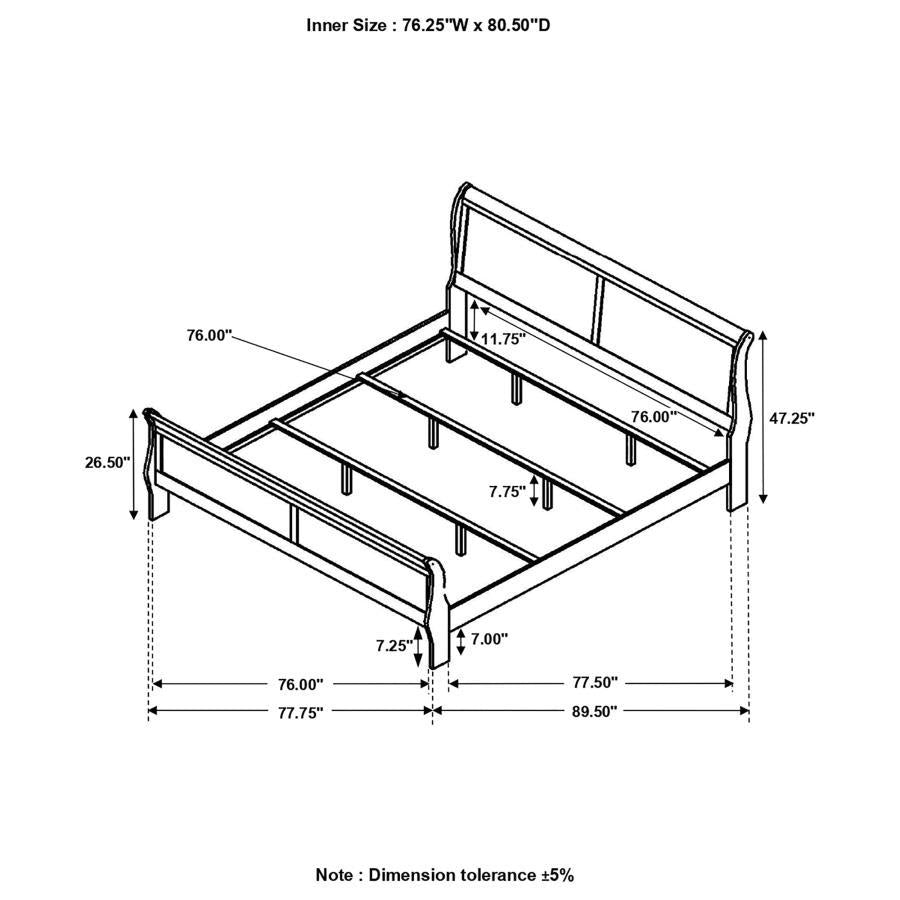 Louis Philippe - Panel Sleigh Bed