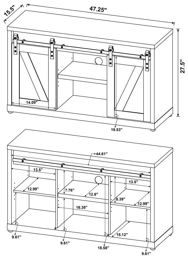 Coaster - 3-shelf Sliding Doors TV Console