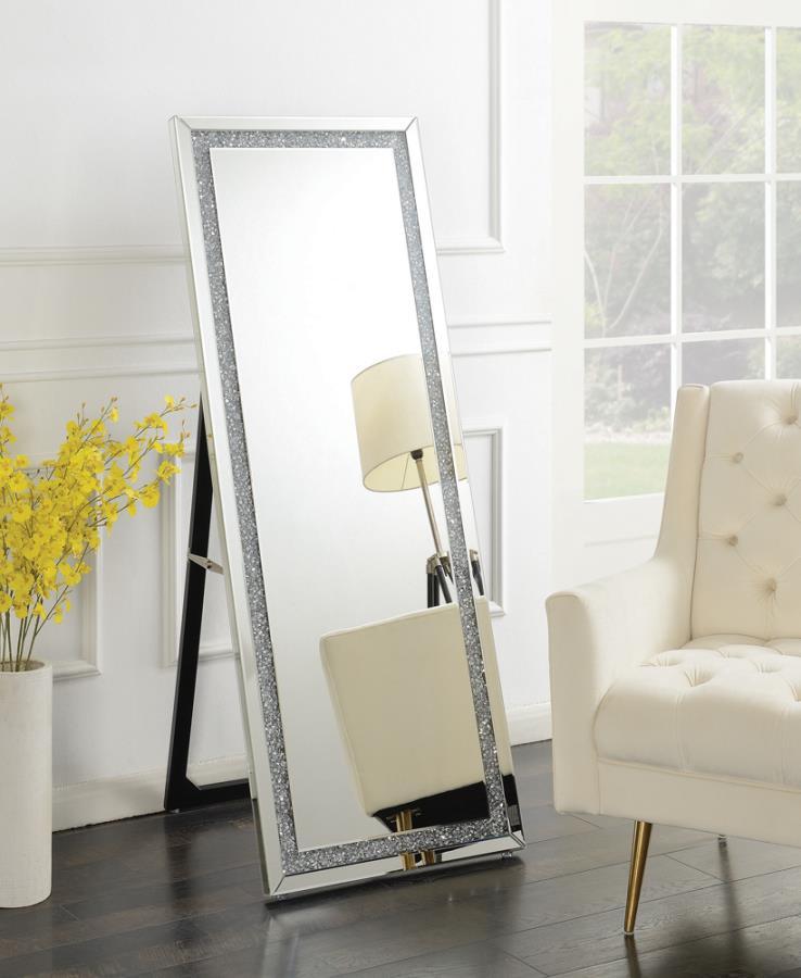 Novak - Rectangular Cheval Floor Mirror - Pearl Silver