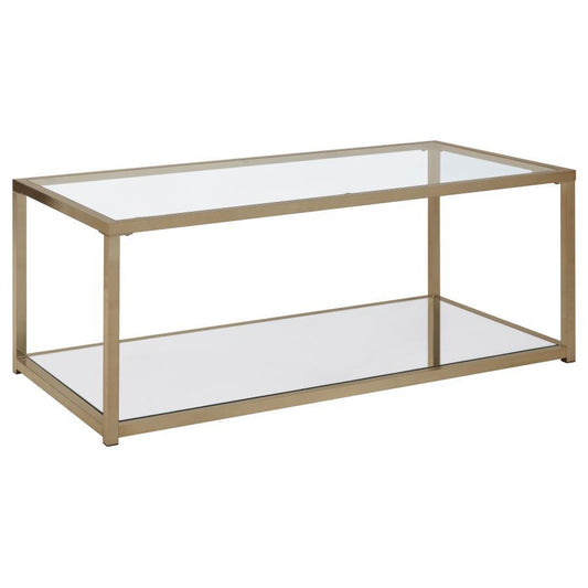 Cora - Coffee Table With Mirror Shelf - Yellow