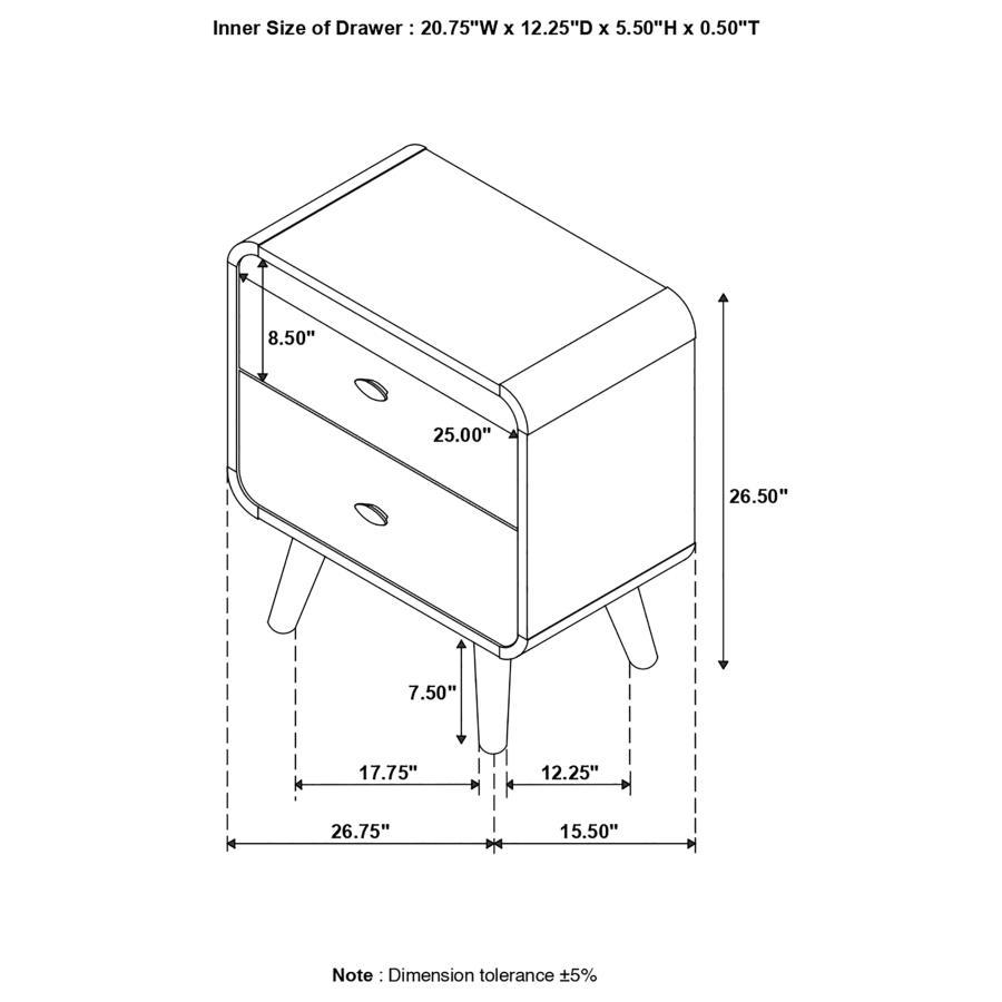 Robyn - 2-Drawer Nightstand - Brown