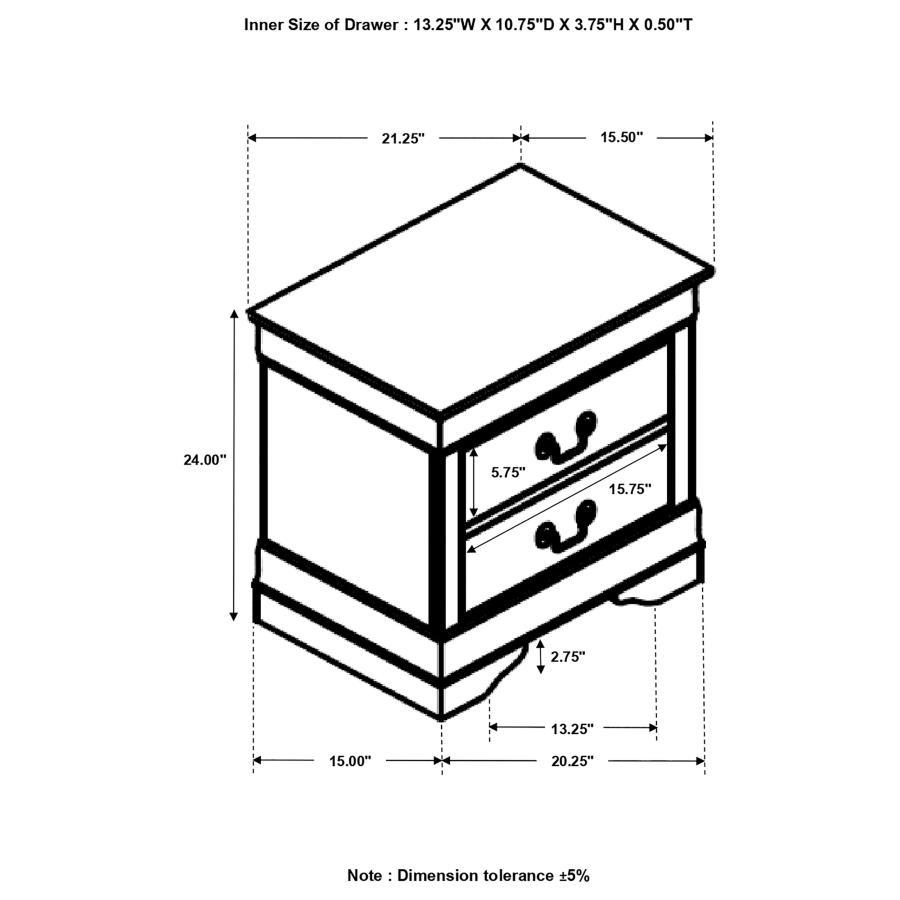 Louis Philippe - Two-drawer Nightstand