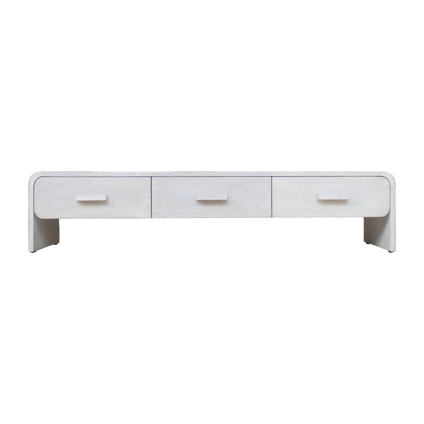 Wood Media Stand With 3 Drawers 71" - Whitewash