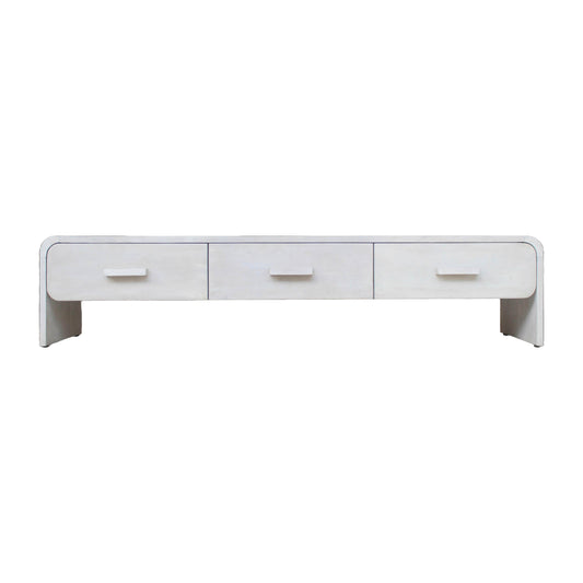 Wood Media Stand With 3 Drawers 71" - Whitewash