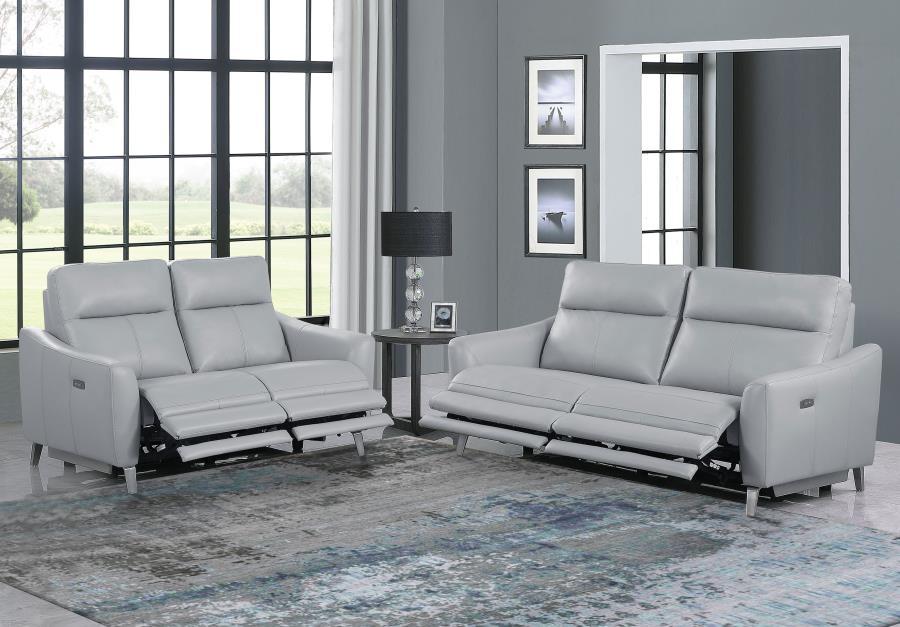 Derek - 2 Piece Power Reclining Living Room Sets - Pearl Silver