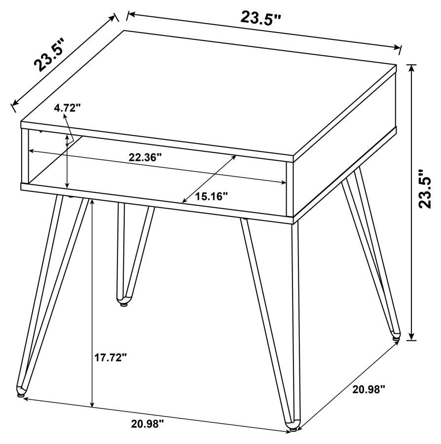 Fanning - Square End Table With Open Compartment - Light Brown