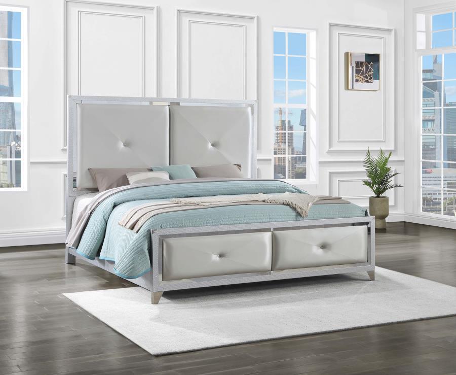 Queen Bed - Pearl Silver