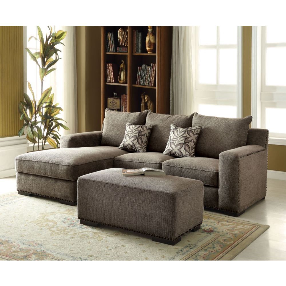 Ushury - Sectional Sofa - Gray Chenille (2-Tone)