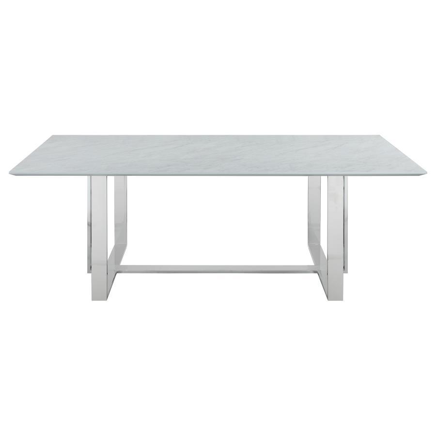 Annika - Rectangular Glass Top Dining Table - White