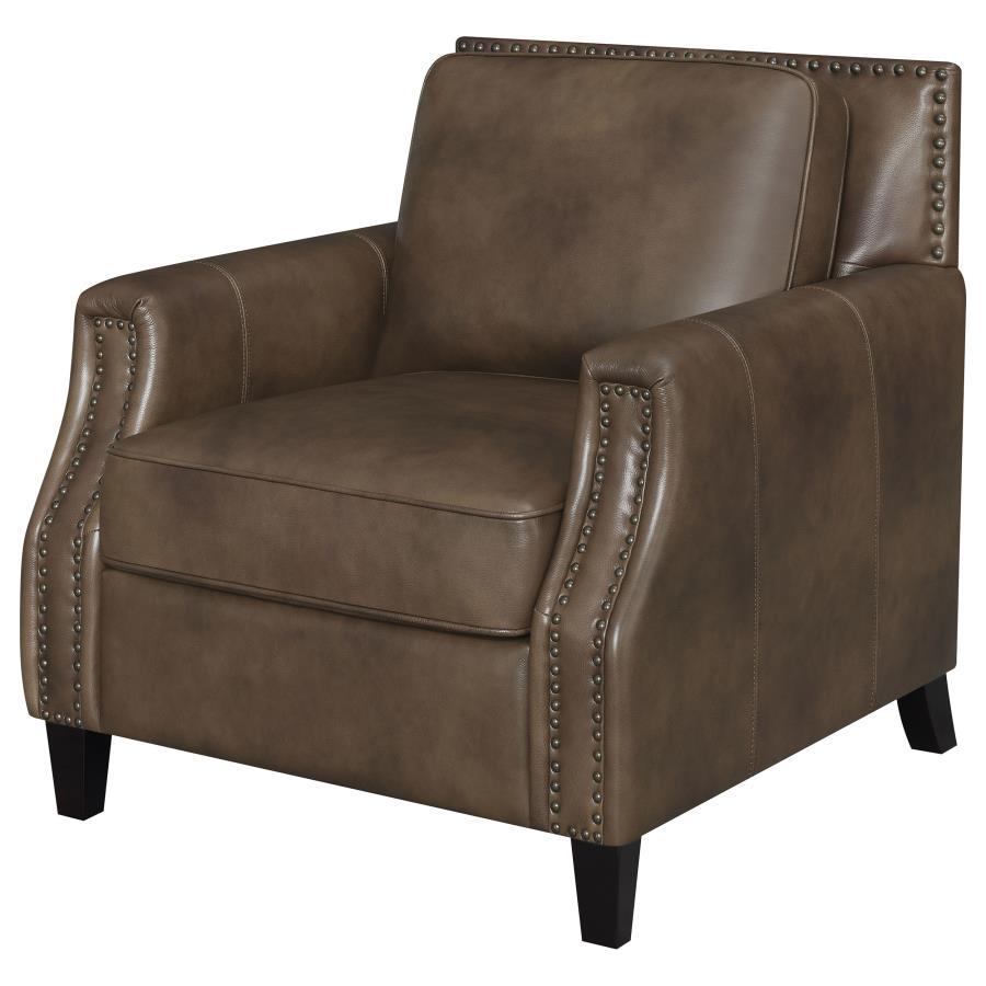 Leaton - Upholstered Recessed Arm Chair - Brown