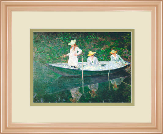 The Boat At Giverny By Claude Monet - Framed Print Wall Art - Green