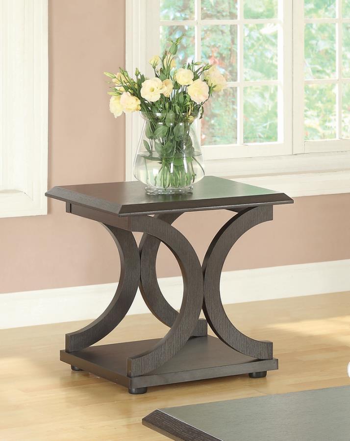 Shelly - C-shaped Base End Table - Brown