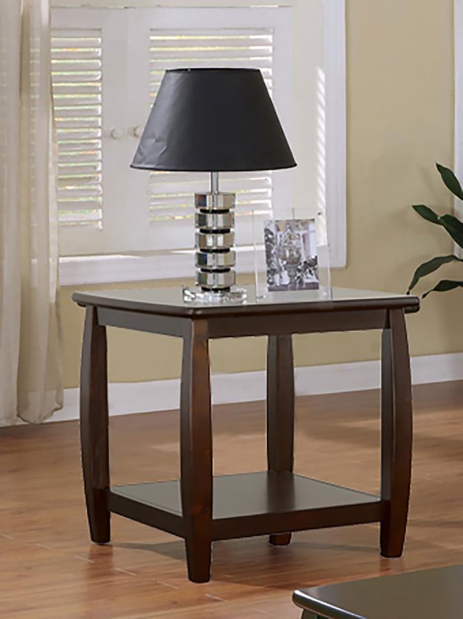 Dixon - Square End Table With Bottom Shelf - Brown