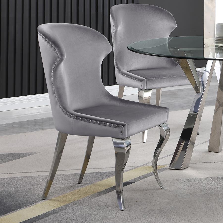 Amma Velvet Side Chair (Set of 2) - Gray