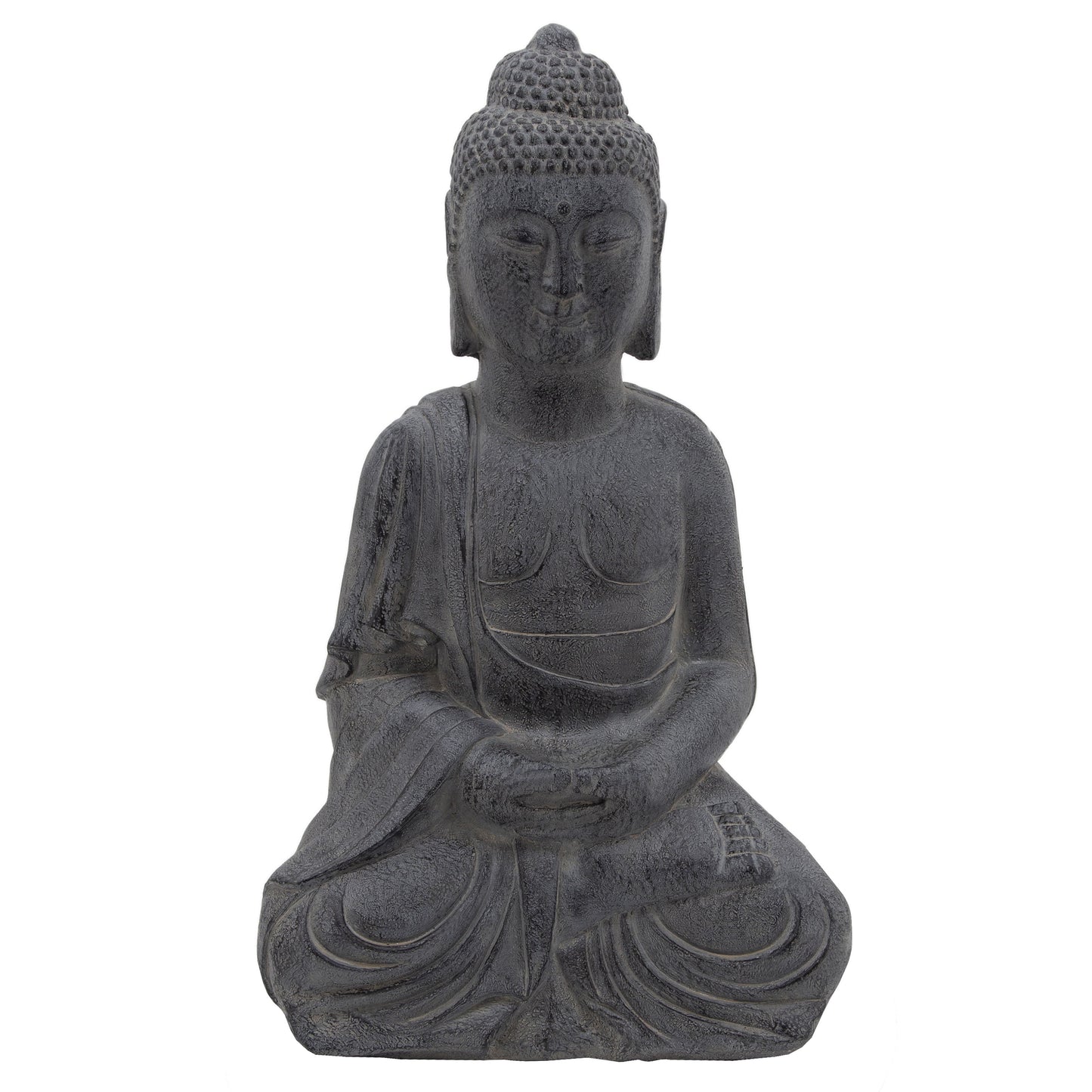 Resin Sitting Buddha 23" - Gray