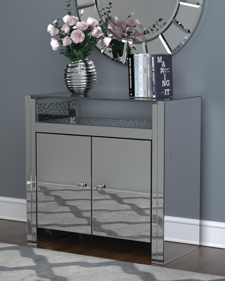 Betsey - 2-Door Mirrored Accent Cabinet - Pearl Silver