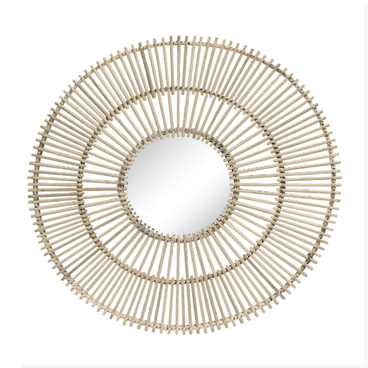 Rattan Mirror Wall Decor 31" - Natural