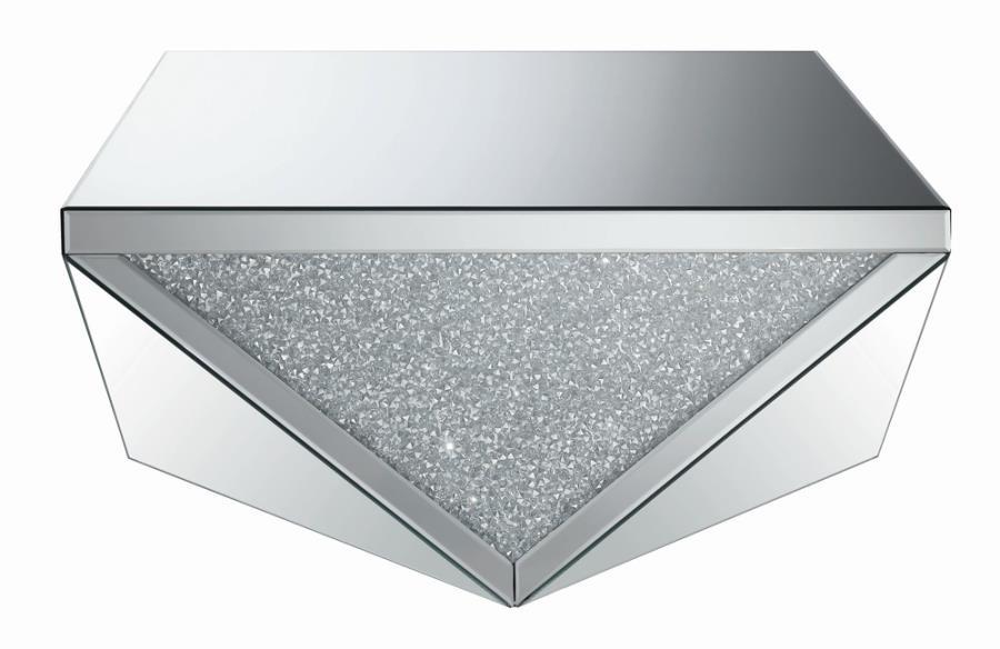 Gunilla - Square Coffee Table With Triangle Detailing - Pearl Silver