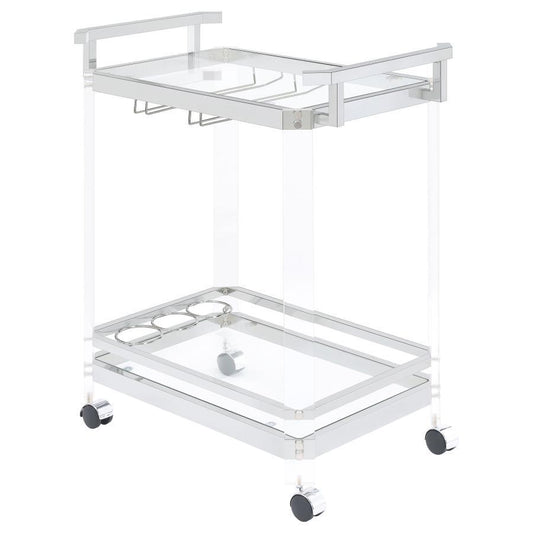 Jefferson - 2-tier Glass Serving Cart - Pearl Silver