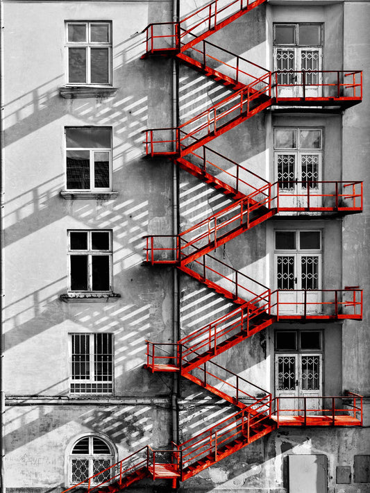 Floating Tempered Glass With Foil Red Ladder 60 X 40