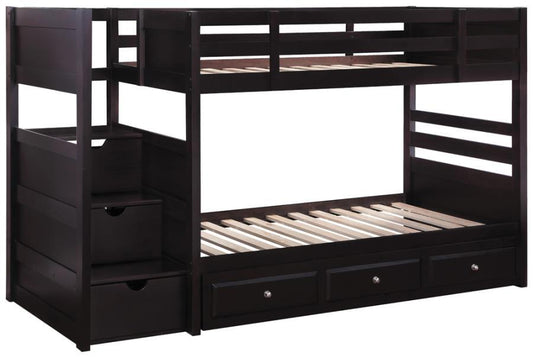 Elliott - Twin over Twin Stairway Bunk Bed - Brown