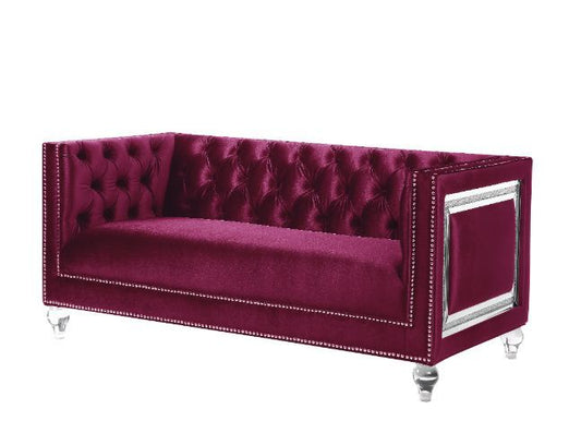 Heibero - Loveseat - Burgundy Velvet - 31"