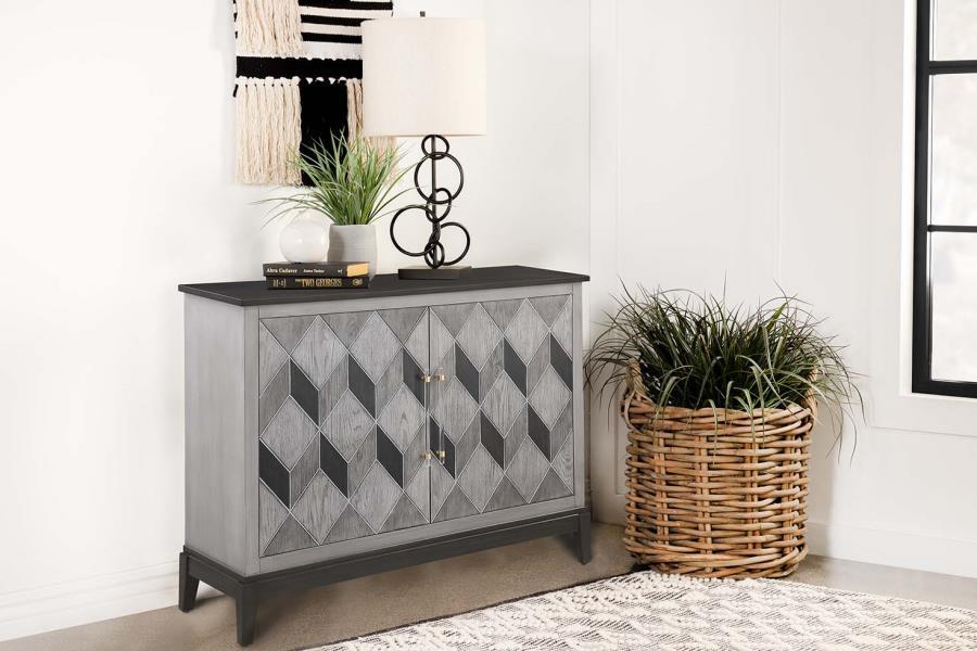 Gilles - 2-Door Accent Cabinet Brushed - Black And Grey