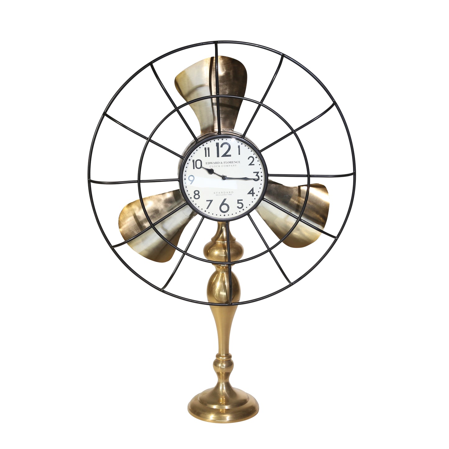 Fan-Style Table Clock - Gold