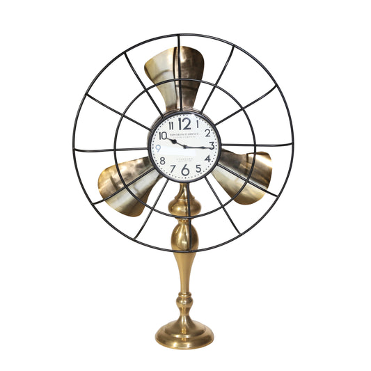 Fan-Style Table Clock - Gold