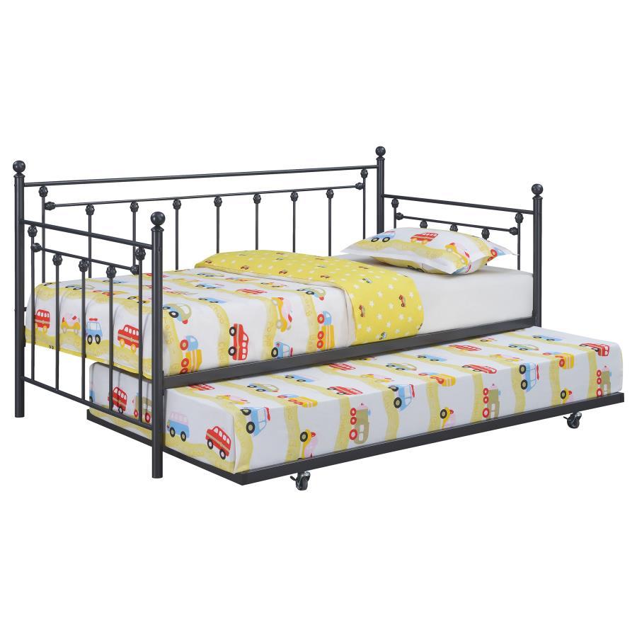 Nocus - Metal Twin Day Bed With Trundle - Black