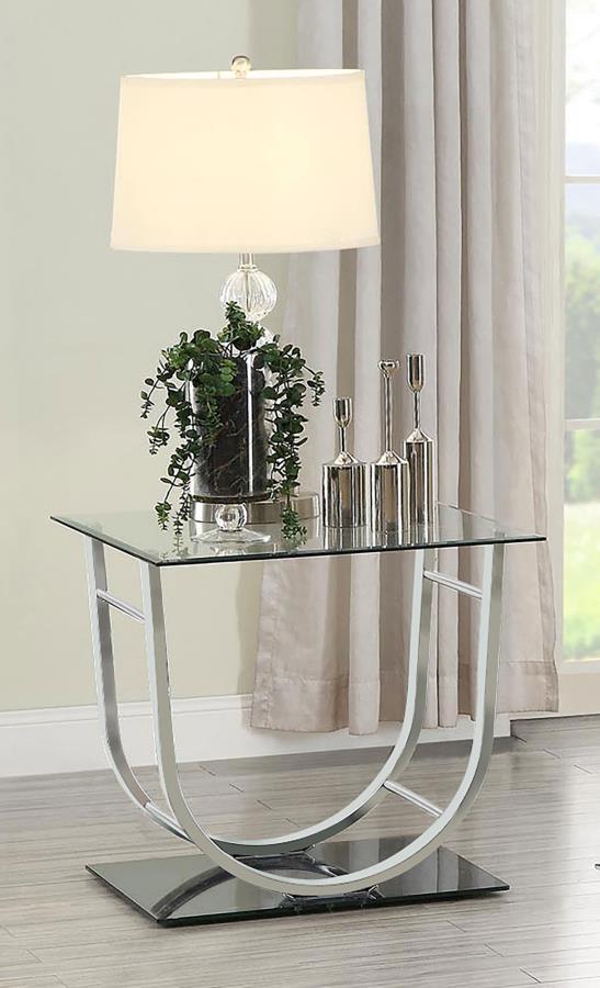 Danville - U-shaped End Table - Pearl Silver