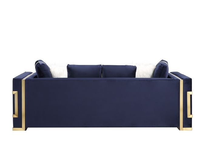 Virrux - Sofa - Blue Velvet & Gold Finish