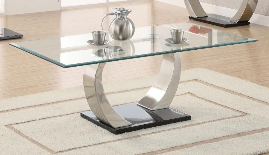 Pruitt - Glass Top Coffee Table - Pearl Silver