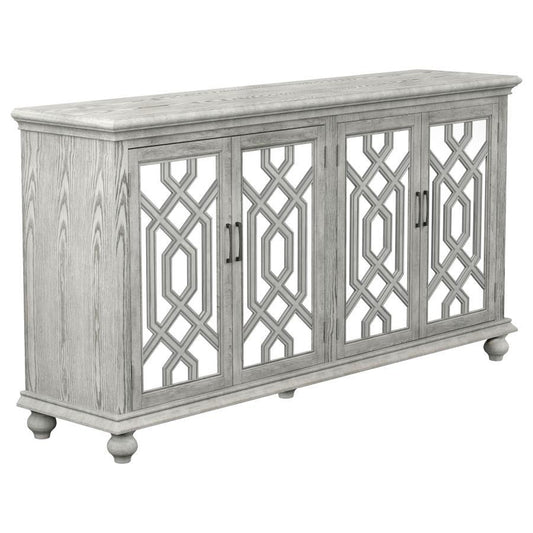 Melanie - 4-door Accent Cabinet - Pearl Silver