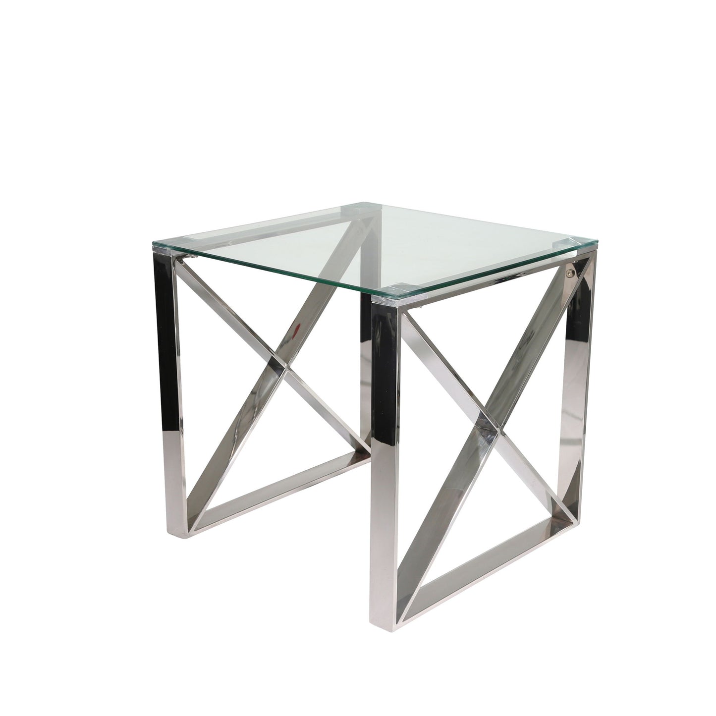 Metal And Glass Accent Table - Silver