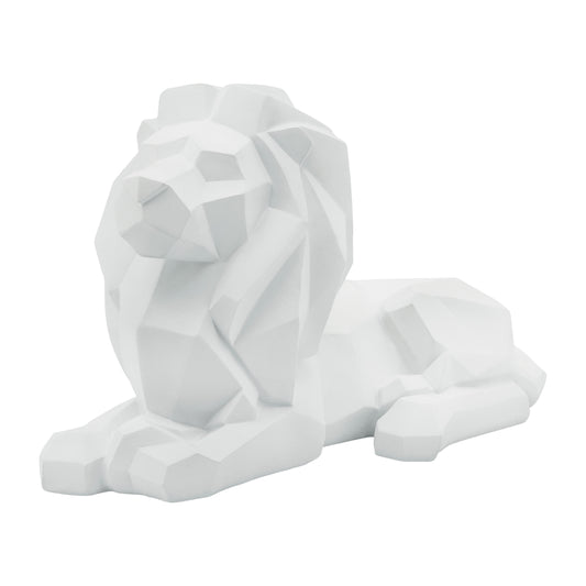 Resin 13" Laying Lion - White