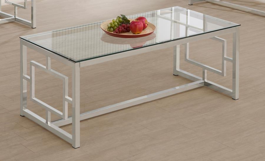 Merced - Rectangle Glass Top Coffee Table - Beige