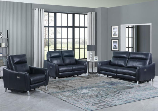 Derek - 3 Piece Power Reclining Living Room Sets - Blue