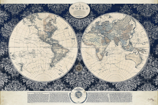 Small - Blue Map Of The Worldelizabethmedley