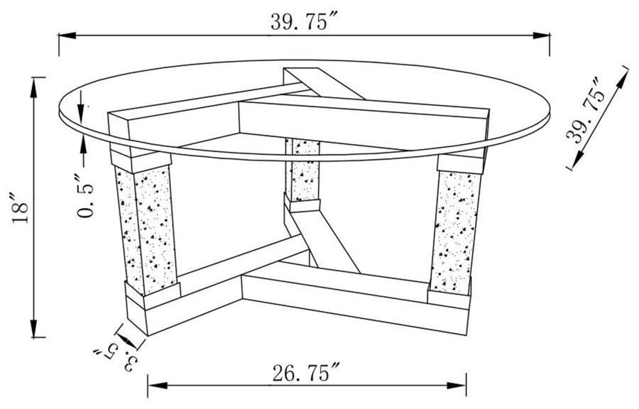 Octave - Square Post Legs Round Coffee Table Mirror