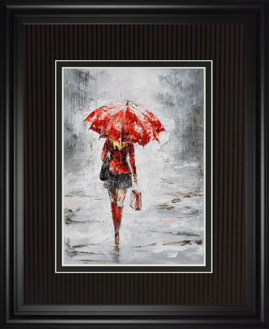 City in the Rain I By Jolanta Kowalik 34x40 - Red