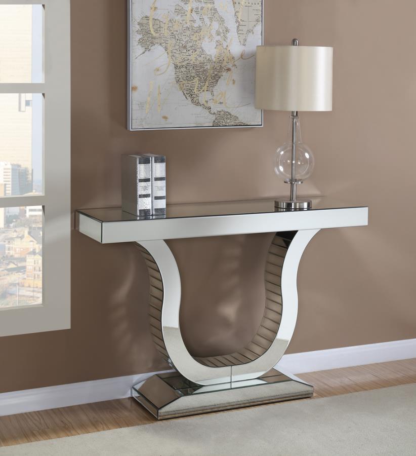 Saanvi - Console Table With U-shaped Base - Pearl Silver