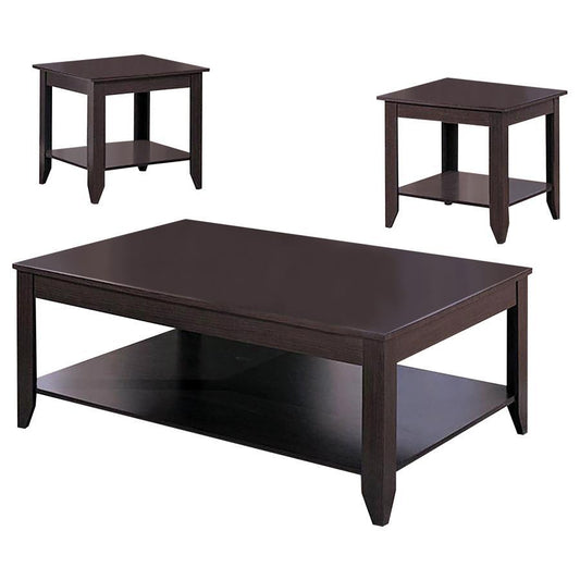 Brooks - 3-piece Occasional Table Set With Lower Shelf - Brown