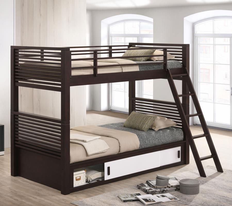 Oliver - Twin over Twin Bunk Bed - Brown