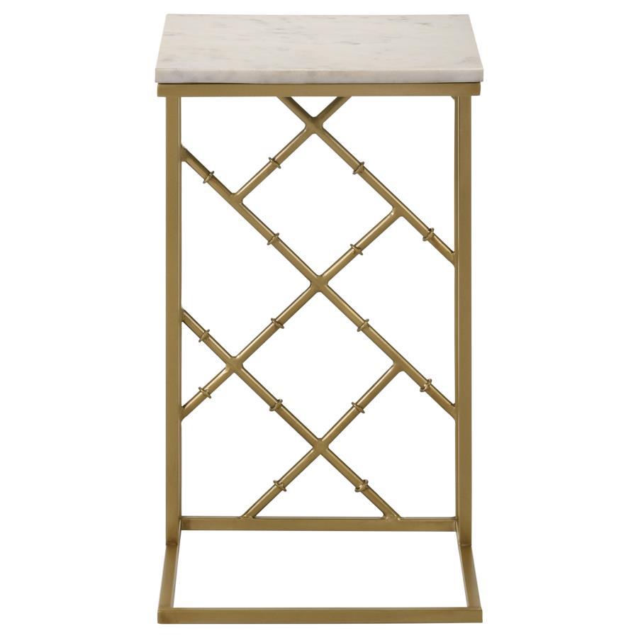 Angeliki - C-shape Accent Table - White And Yellow