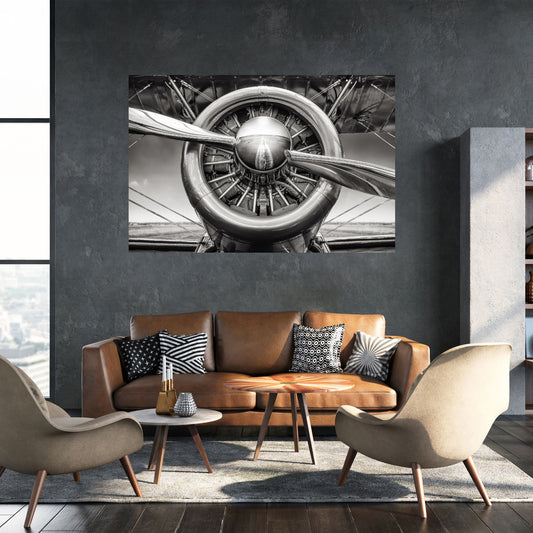 Propeller Airplane Tempered glass wall art