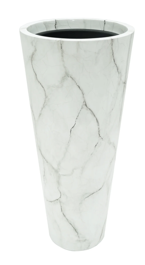 White Marble Floor Vase 36"